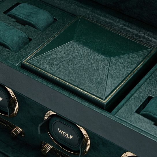 WOLF British Racing Green 3 Piece Watch Winder with Storage Details image number 6